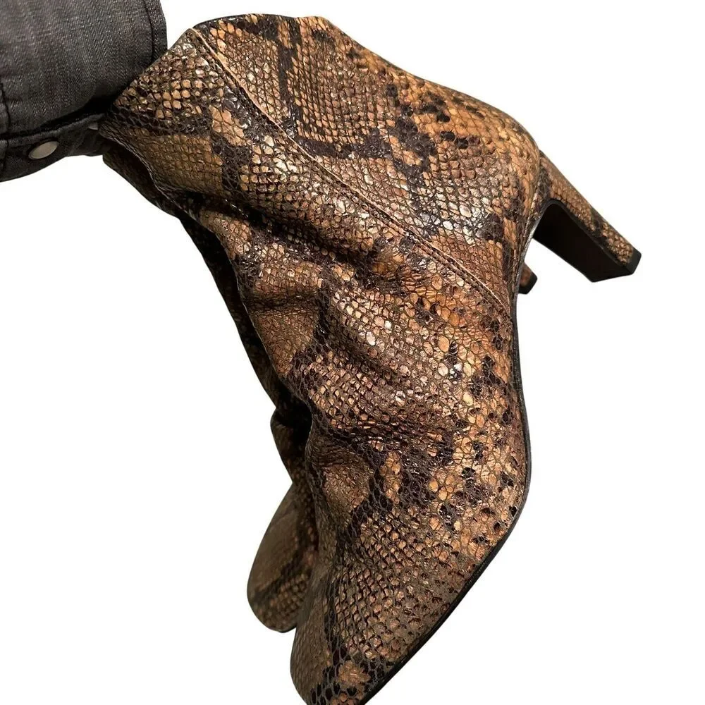 Free People Cybill Snake Print Leather Ankle Boots‎ Size 7.5
